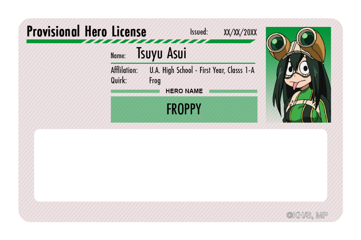 Hero License - Tsuyu Asui - Card Covers - My Hero Academia - CUCU Covers