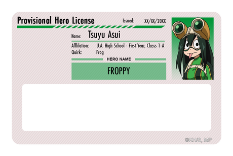 Hero License - Tsuyu Asui - Card Covers - My Hero Academia - CUCU Covers