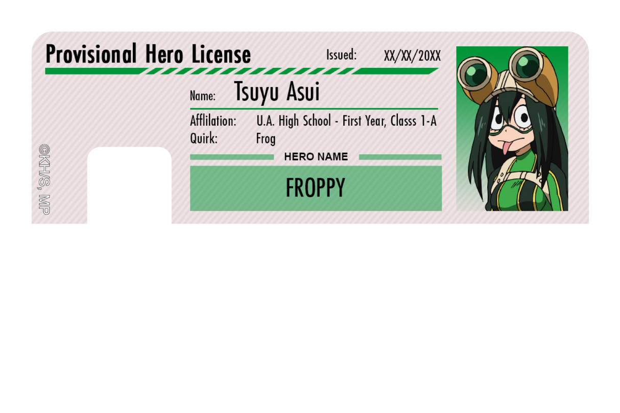 Hero License - Tsuyu Asui - Card Covers - My Hero Academia - CUCU Covers