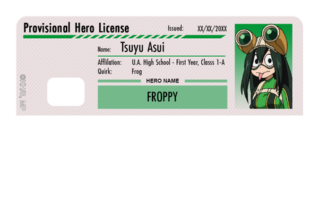 Hero License - Tsuyu Asui - Card Covers - My Hero Academia - CUCU Covers