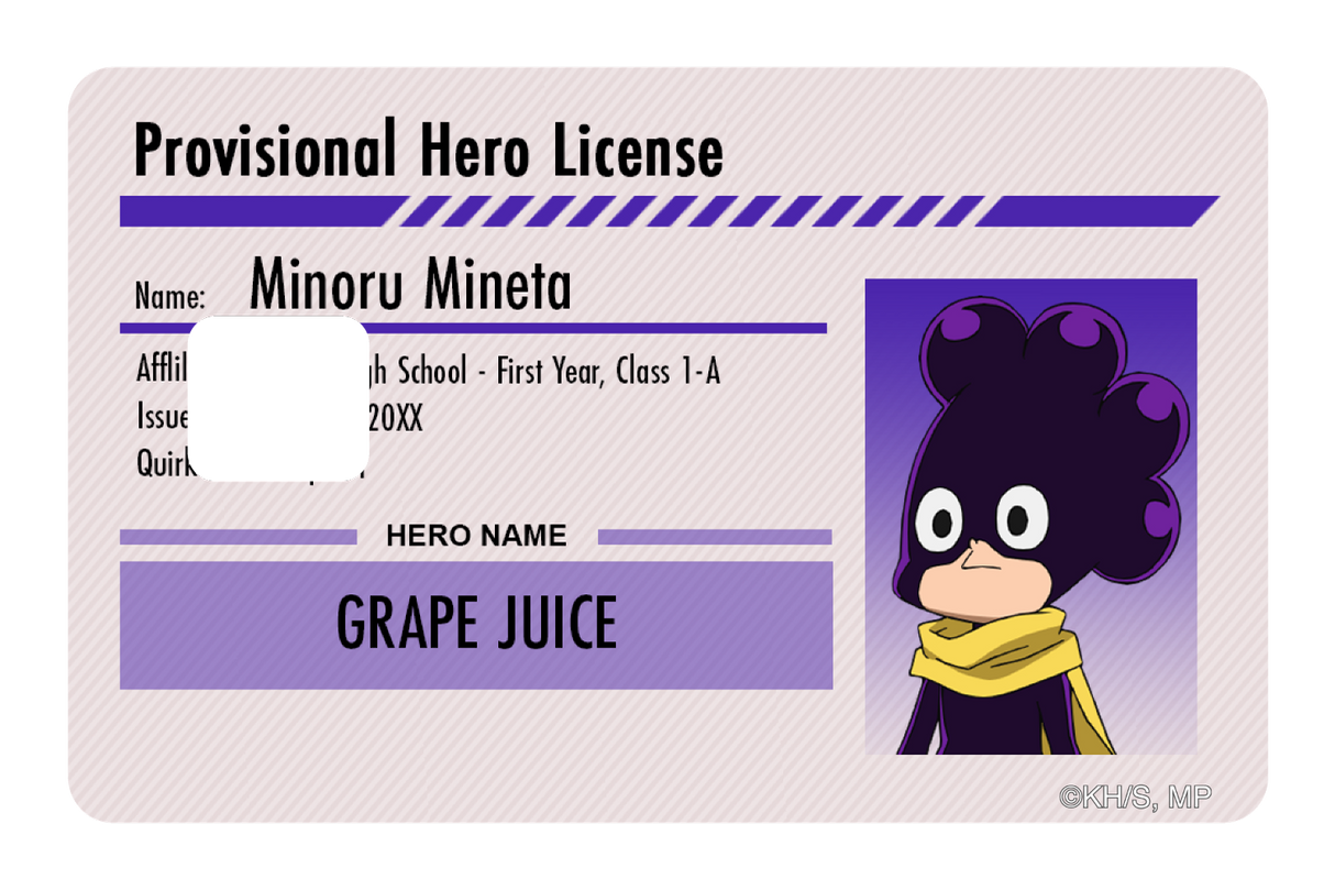 Hero License - Minoru Mineta - Card Covers - My Hero Academia - CUCU Covers