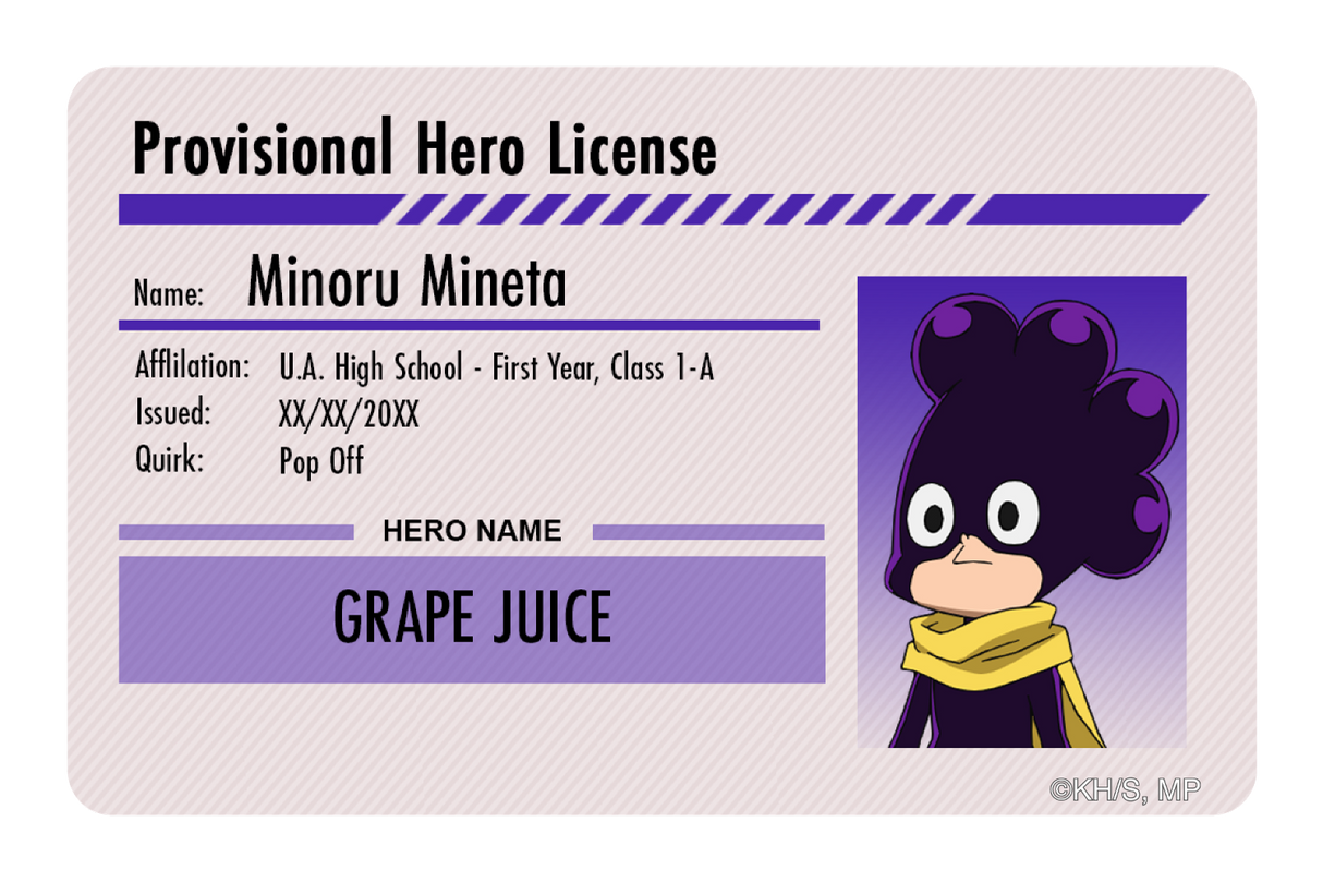 Hero License - Minoru Mineta - Card Covers - My Hero Academia - CUCU Covers