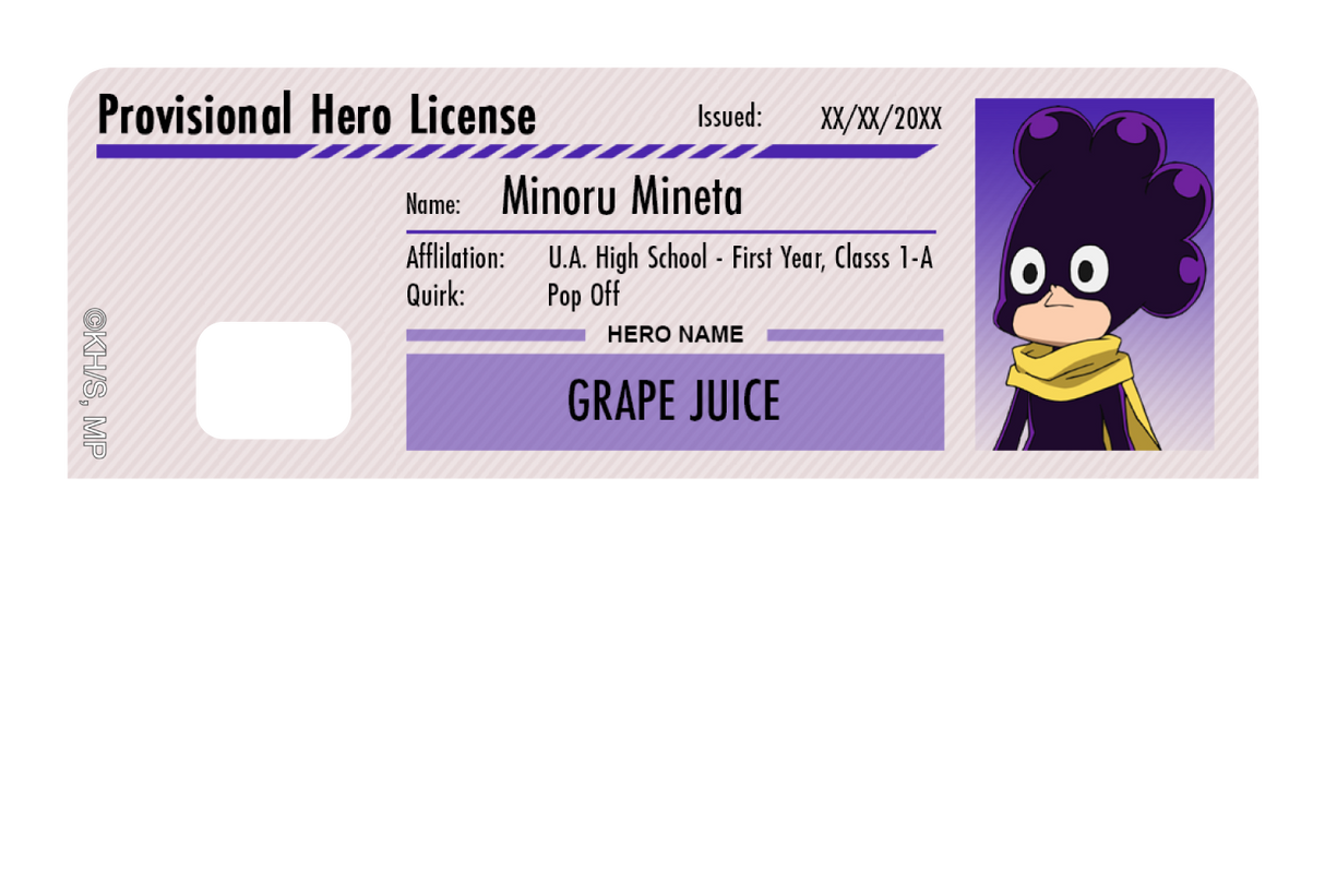 Hero License - Minoru Mineta - Card Covers - My Hero Academia - CUCU Covers