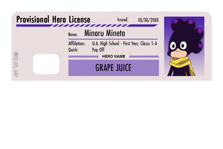 Hero License - Minoru Mineta - Card Covers - My Hero Academia - CUCU Covers