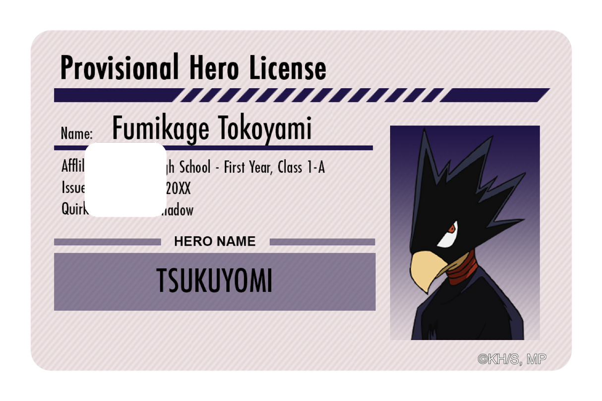 Hero License - Fumikage Tokoyami - Card Covers - My Hero Academia - CUCU Covers