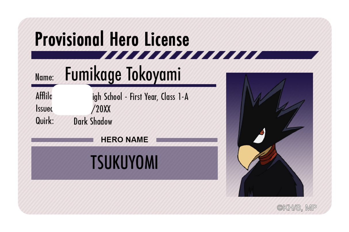 Hero License - Fumikage Tokoyami - Card Covers - My Hero Academia - CUCU Covers