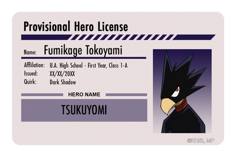 Hero License - Fumikage Tokoyami - Card Covers - My Hero Academia - CUCU Covers