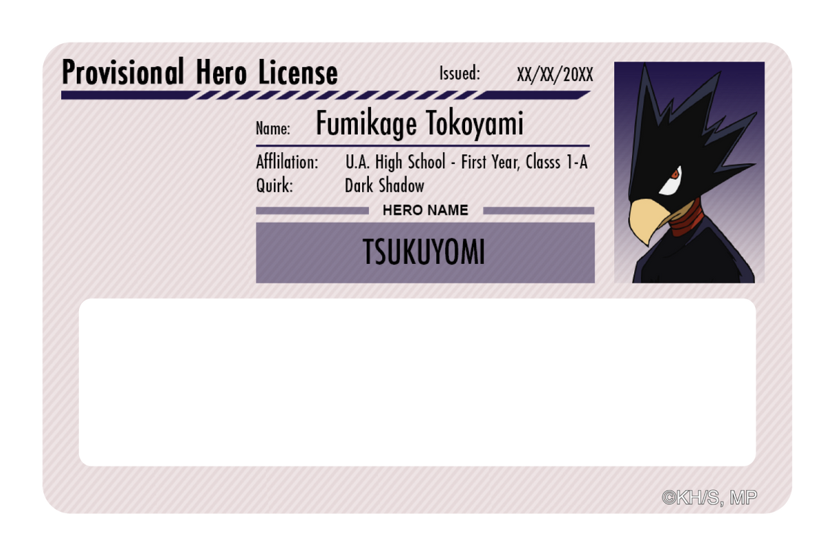 Hero License - Fumikage Tokoyami - Card Covers - My Hero Academia - CUCU Covers