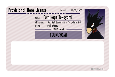 Hero License - Fumikage Tokoyami - Card Covers - My Hero Academia - CUCU Covers