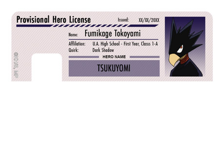 Hero License - Fumikage Tokoyami - Card Covers - My Hero Academia - CUCU Covers