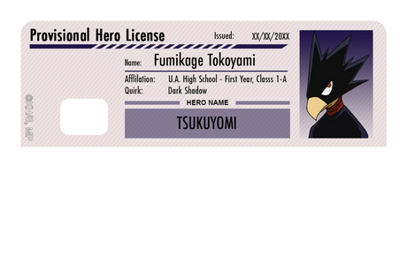 Hero License - Fumikage Tokoyami - Card Covers - My Hero Academia - CUCU Covers