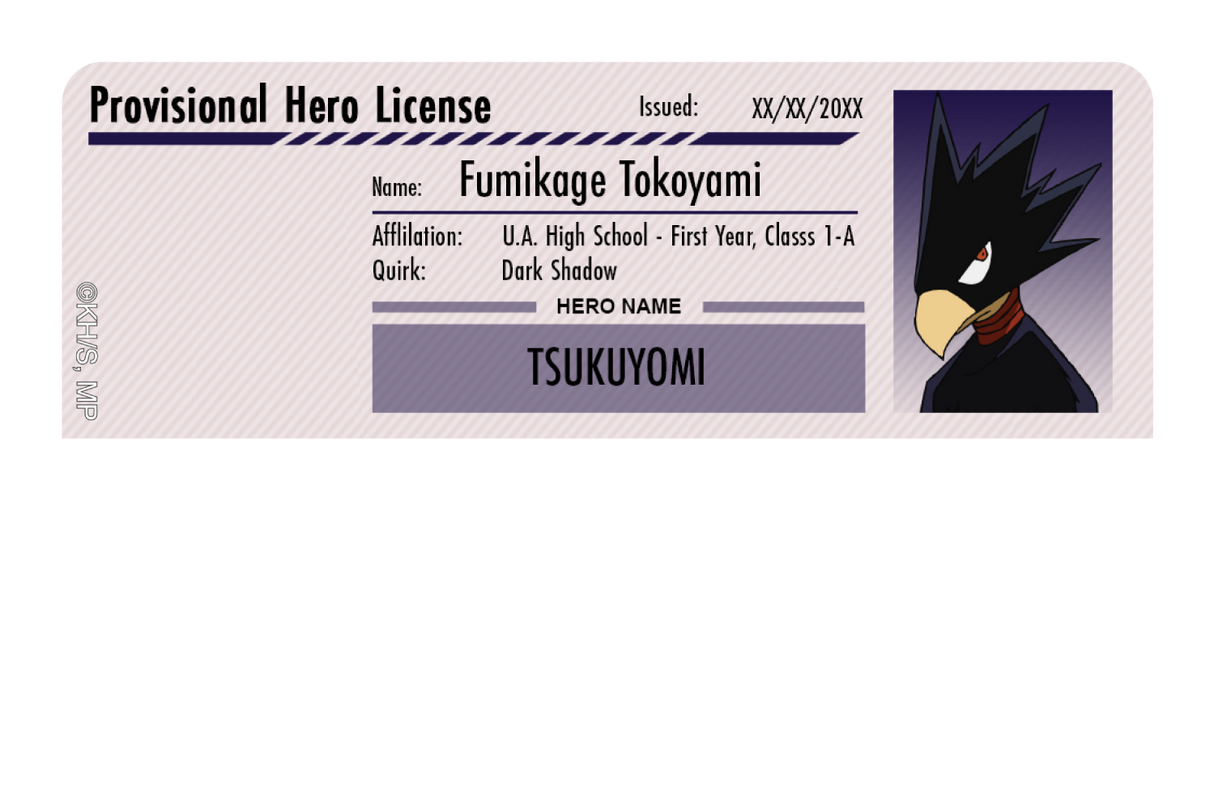 Hero License - Fumikage Tokoyami - Card Covers - My Hero Academia - CUCU Covers