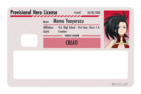 Hero License - Momo Yaoyorozu - Card Covers - My Hero Academia - CUCU Covers