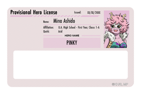 Hero License - Mina Ashido - Card Covers - My Hero Academia - CUCU Covers