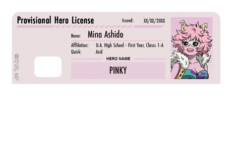 Hero License - Mina Ashido - Card Covers - My Hero Academia - CUCU Covers