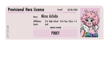 Hero License - Mina Ashido - Card Covers - My Hero Academia - CUCU Covers