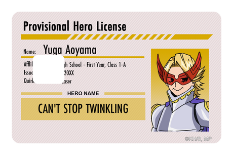 Hero License - Yuga Aoyama - Card Covers - My Hero Academia - CUCU Covers