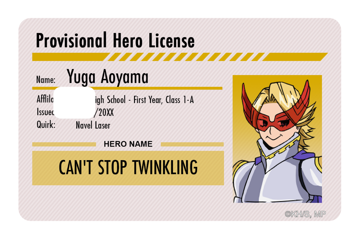 Hero License - Yuga Aoyama - Card Covers - My Hero Academia - CUCU Covers