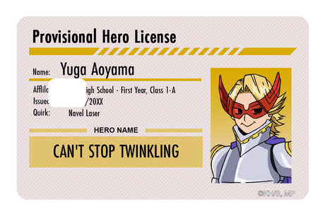 Hero License - Yuga Aoyama - Card Covers - My Hero Academia - CUCU Covers