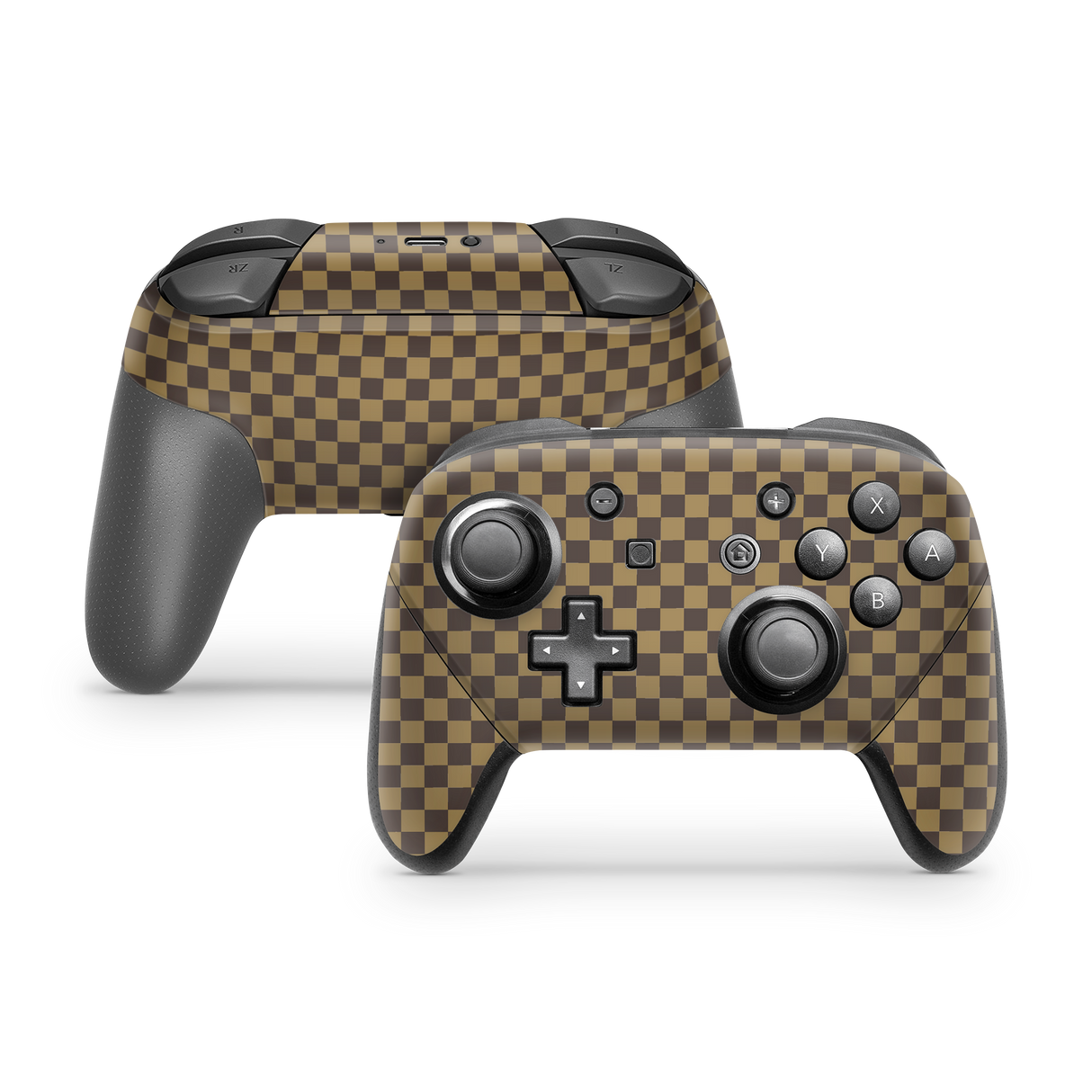 Nintendo Switch Pro Controller Skin Checkers brown