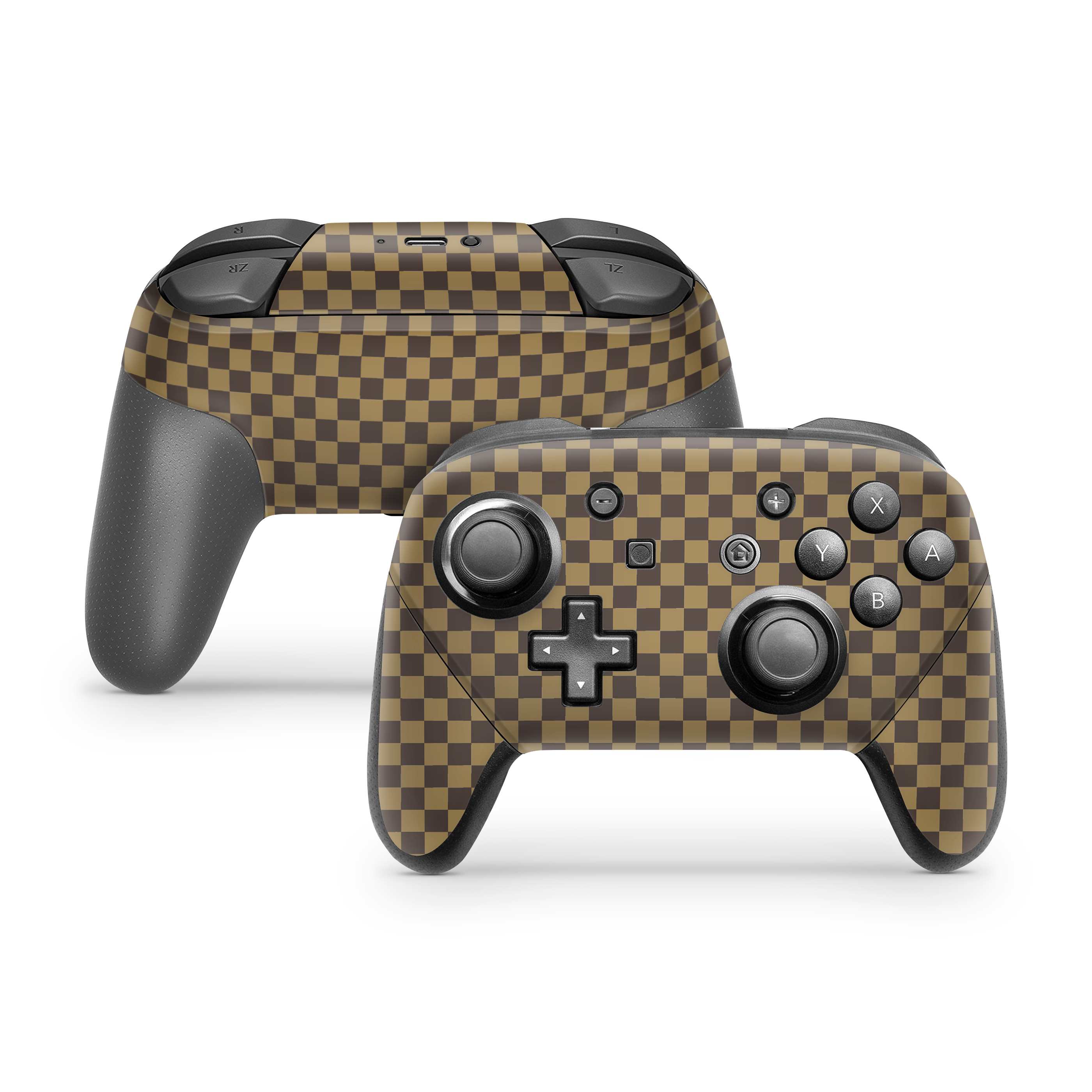 Nintendo Switch Pro Controller Skin Checkers brown