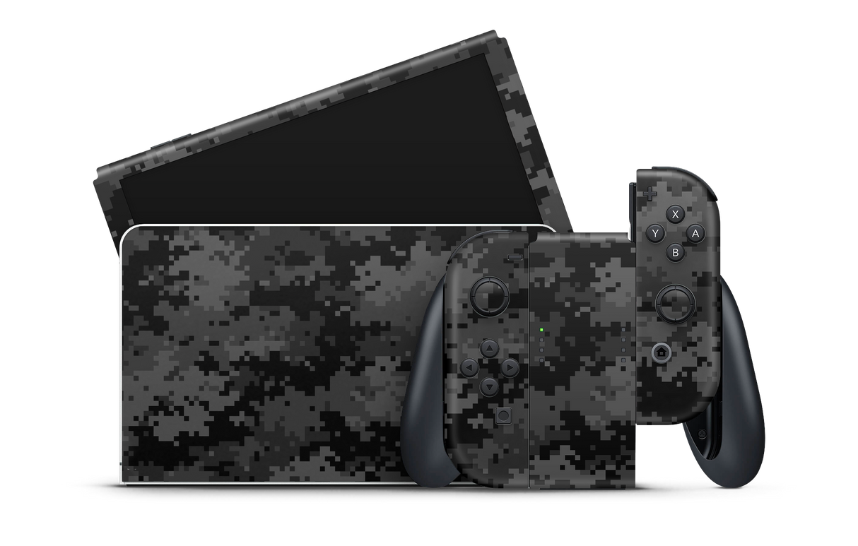 Nintendo Switch OLED Skin Black Digi Camo