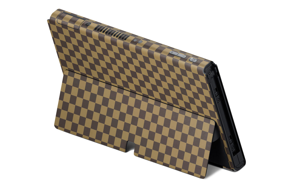 Nintendo Switch OLED Skin Checkers brown