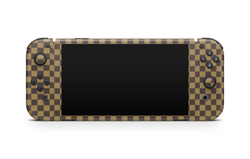 Nintendo Switch OLED Skin Checkers brown