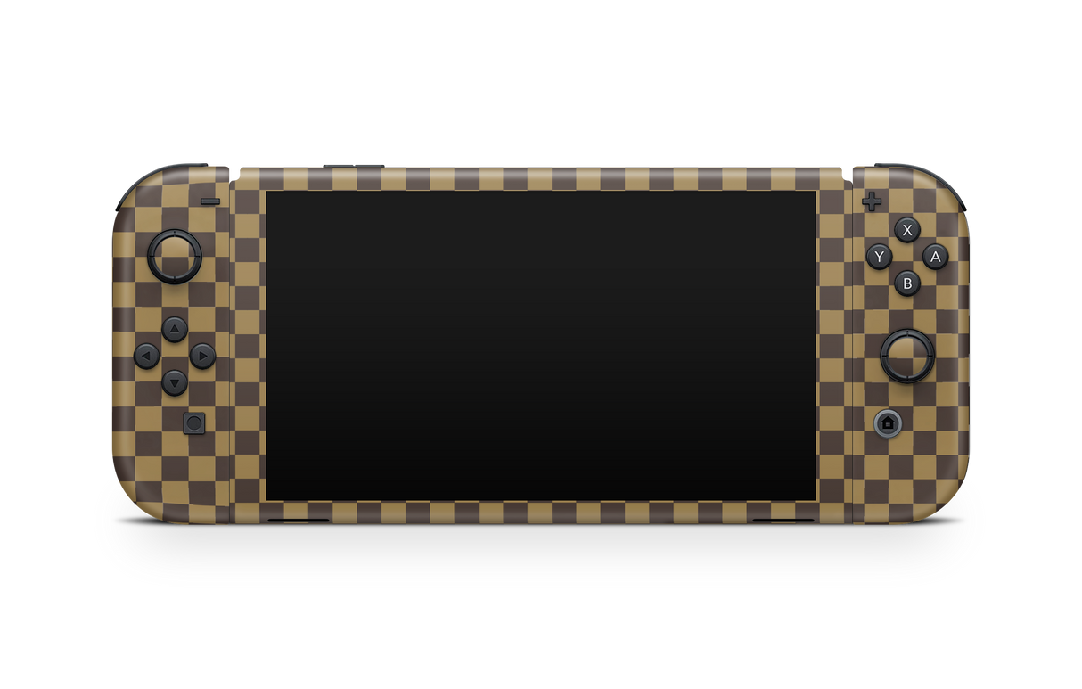 Nintendo Switch OLED Skin Checkers brown